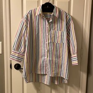 Rainbow Striped Adair Boyfriend Shirt